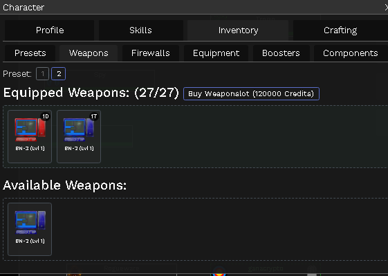 Expansión de ranuras de armas a 27 en Clickfight